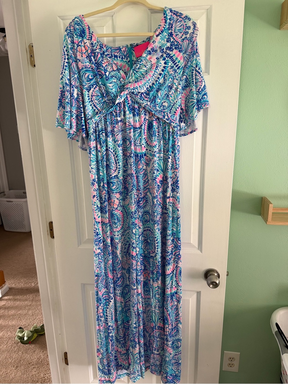 Lilly Pulitzer Blue & Pink Paisley Maxi Dress